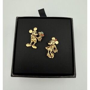 VTG Disney Napier Mickey Courting Minnie Orig Packaging Flower Bouquet Tac Pins